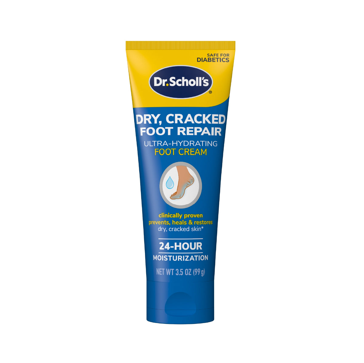 Dr. Scholl's foot repair cream tube for dry, cracked feet, ultra-hydrating, 3.5 oz