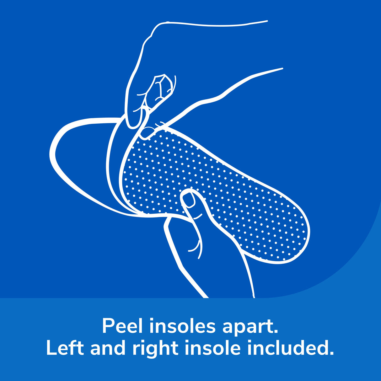 Memory foam insoles, pair of left and right, blue dotted top surface