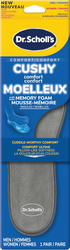 Gray cushioned memory foam insole with Dr. Scholl's branding