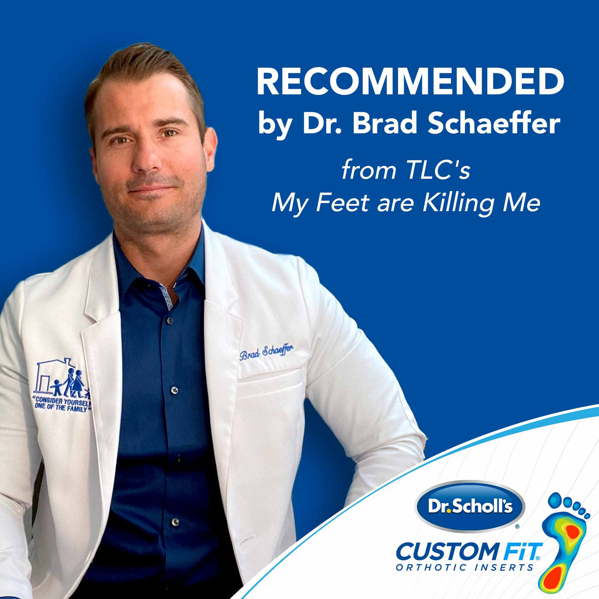 Custom Fit orthotic inserts featuring Dr. Scholl's logo