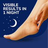 Yellow foot sleeve on a foot for overnight rough and dry foot renewal