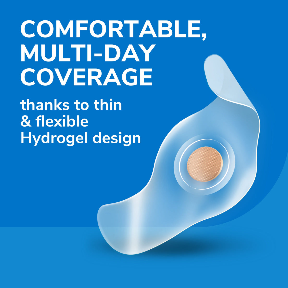 Hydrogel toe bandage design with circular center pad on clear backing