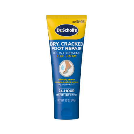 Dr. Scholl's foot repair cream tube for dry, cracked feet, ultra-hydrating, 3.5 oz