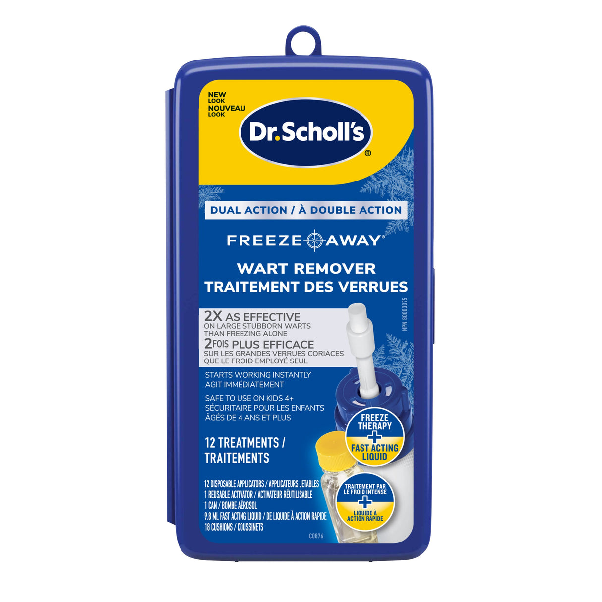Dr. Scholl’s Freeze Away dual action wart remover kit, blue blister pack