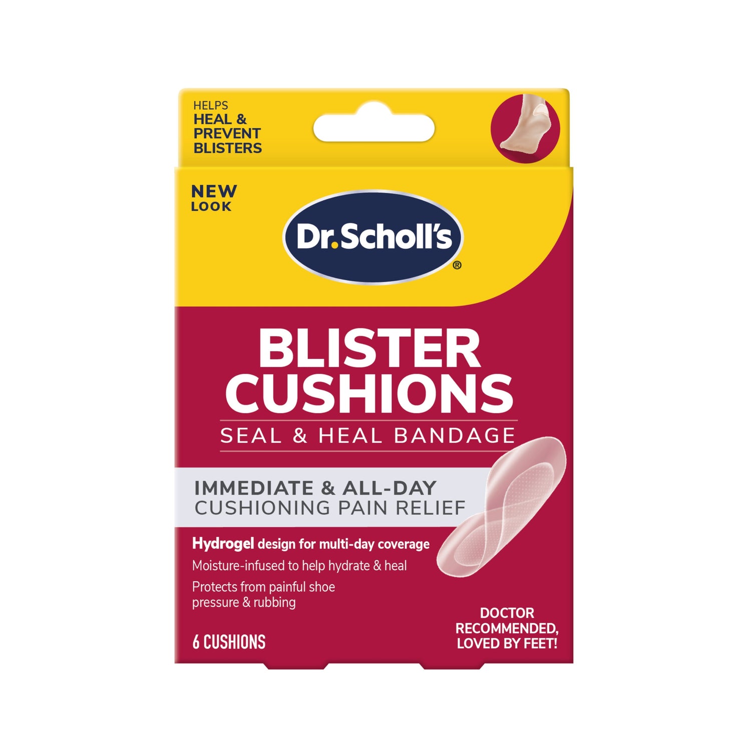 Blister cushion seal & heal bandage pack with hydrogel cushions, 6 count