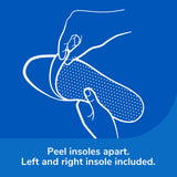 Memory foam insoles, pair of left and right, blue dotted top surface