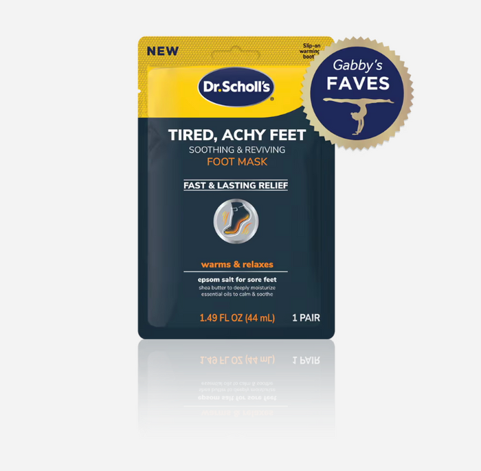 Dr. Scholl's foot mask packaging with branding on a white background