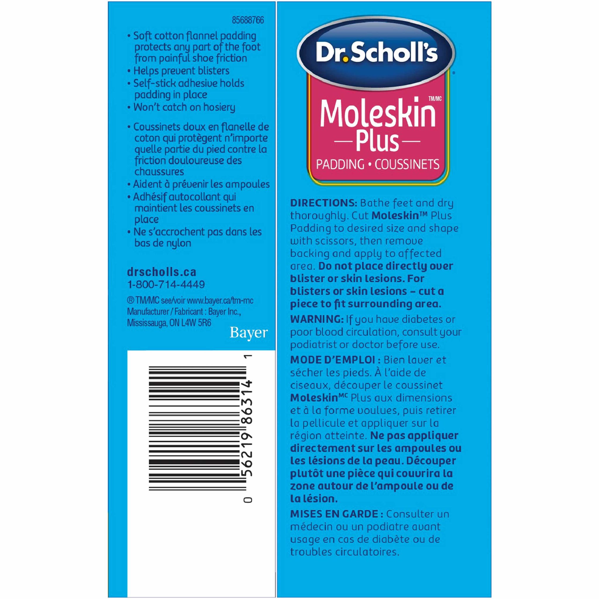 Moleskin Plus Padding Strips to Protect Sensitive Areas Dr. Scholl's