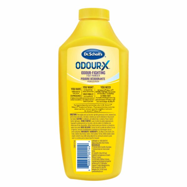 image of odour-x fighting foot powder back of packaging