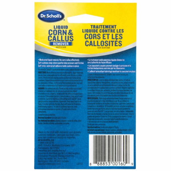 image of liquid corn and callus remover (back)