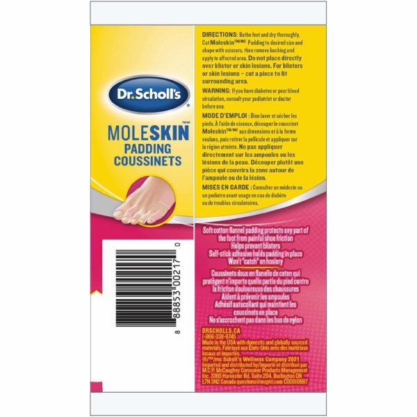 image of moleskin padding package (back)