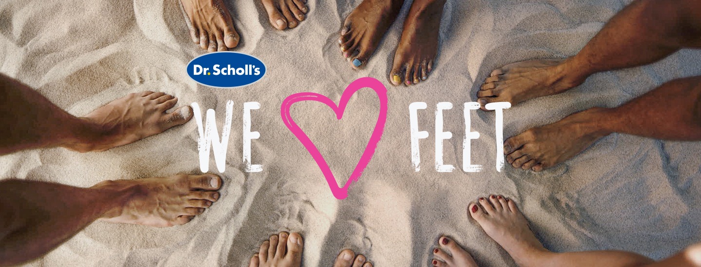 Image We Are Feet Banner. Several feet in the sand.