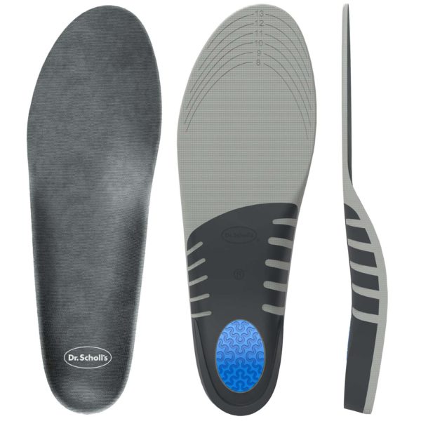 image of stabilizing support insoles out of package: top, bottom, side