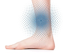 Image of ankle indicating pain from  muscle fatigue. 