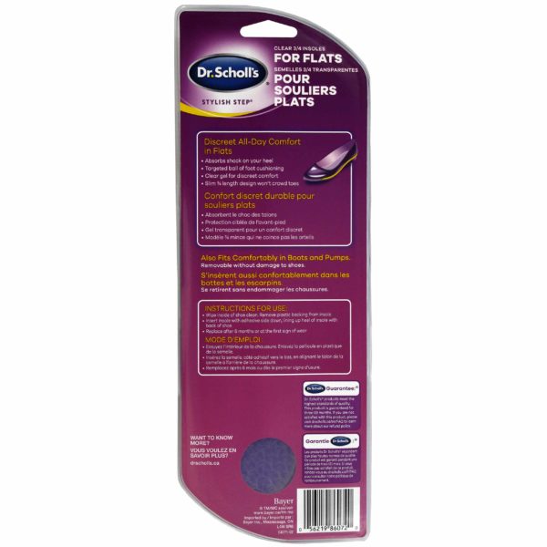 Image de semelles Stylish Step Fresh & Cool Dr. Scholl?s pour chaussures plates - verso de l?emballage